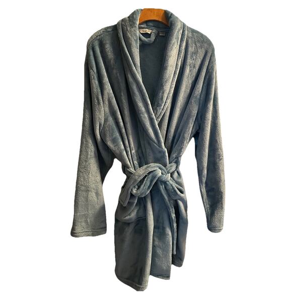 Montauk Luxury Velour Blue Long Sleeve Robe With Pockets - Picture 1 of 6